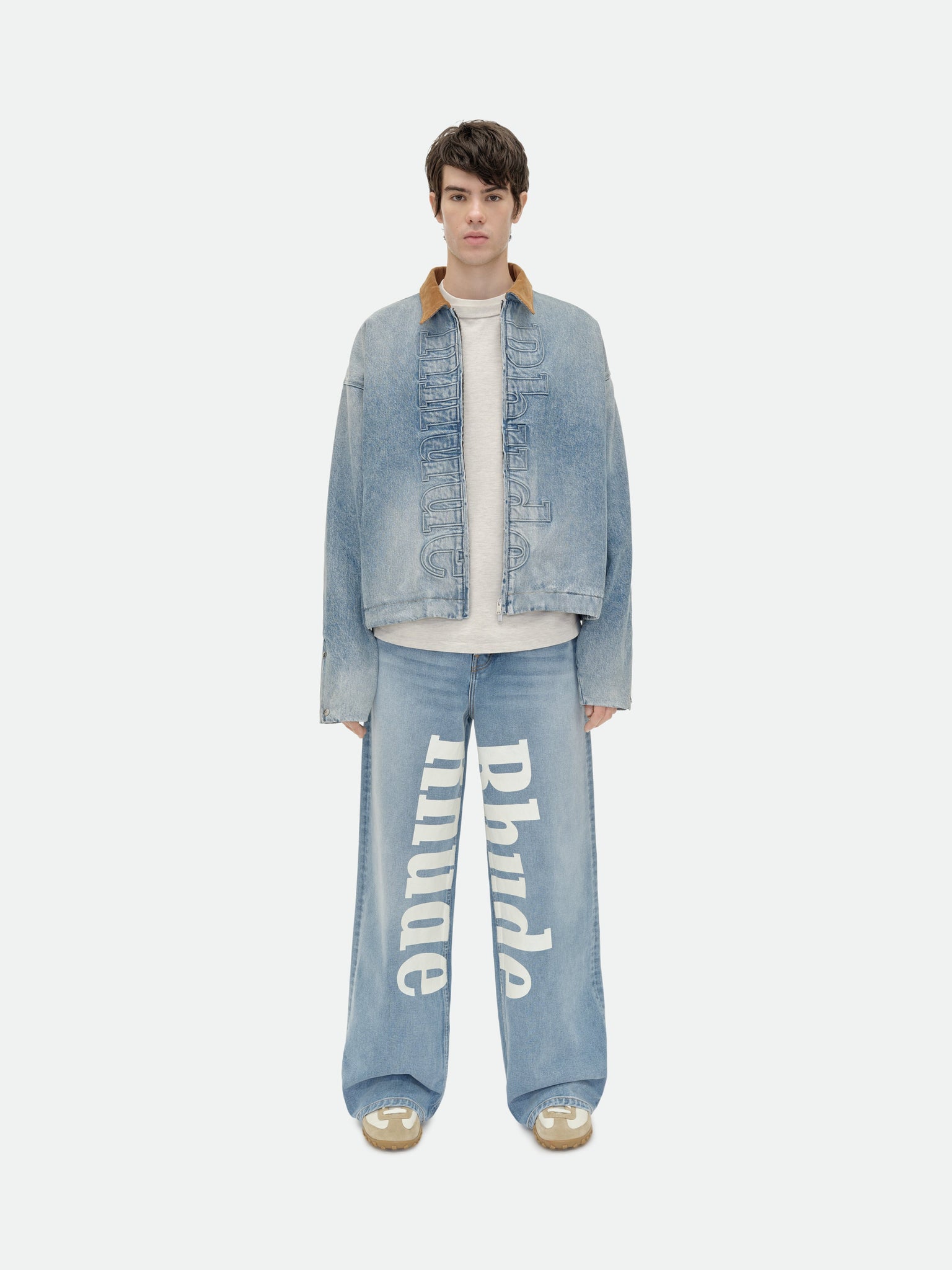 DENIM LOGO CORD COLLAR WORK JACKET