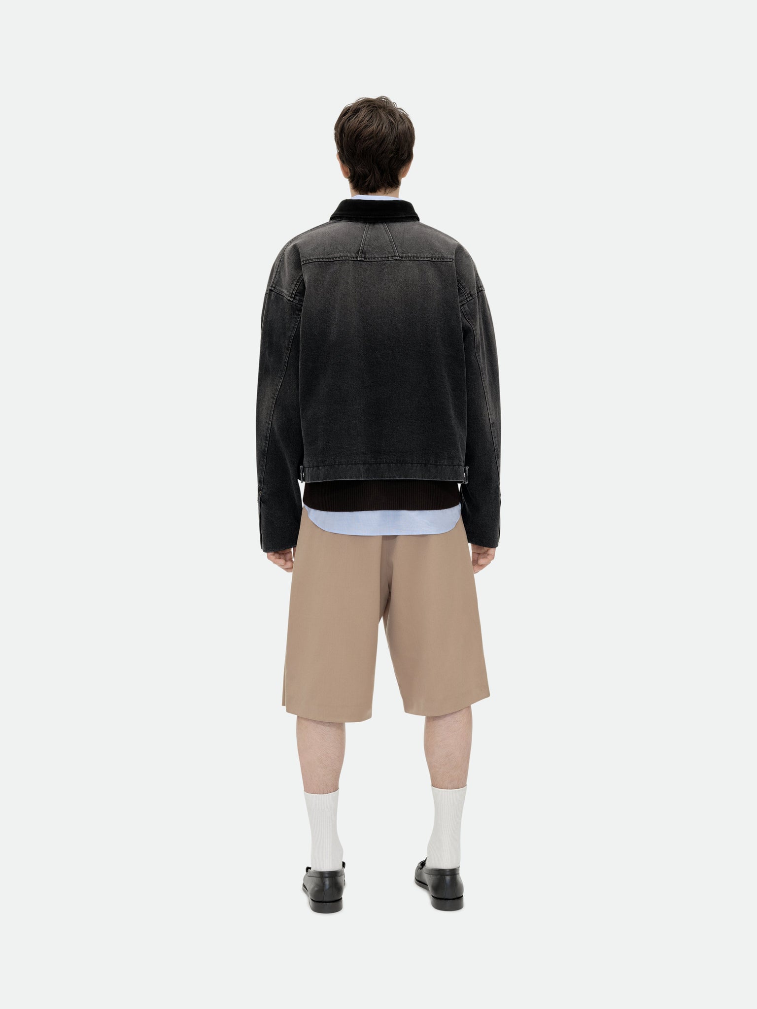 DENIM LOGO SUEDE COLLAR WORK JACKET